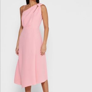 Reiss Delilah Knotted Shoulder Strappy Midi Dress Pink
